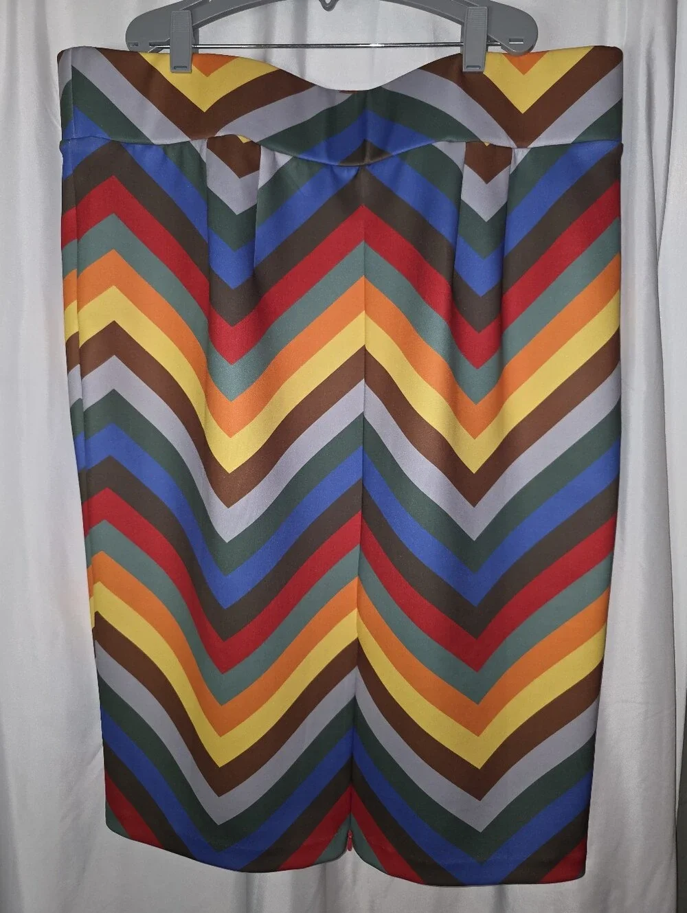 ELOQUII Colorful Chevron Pencil Skirt Retro Rainbow Geometric Plus Size 20